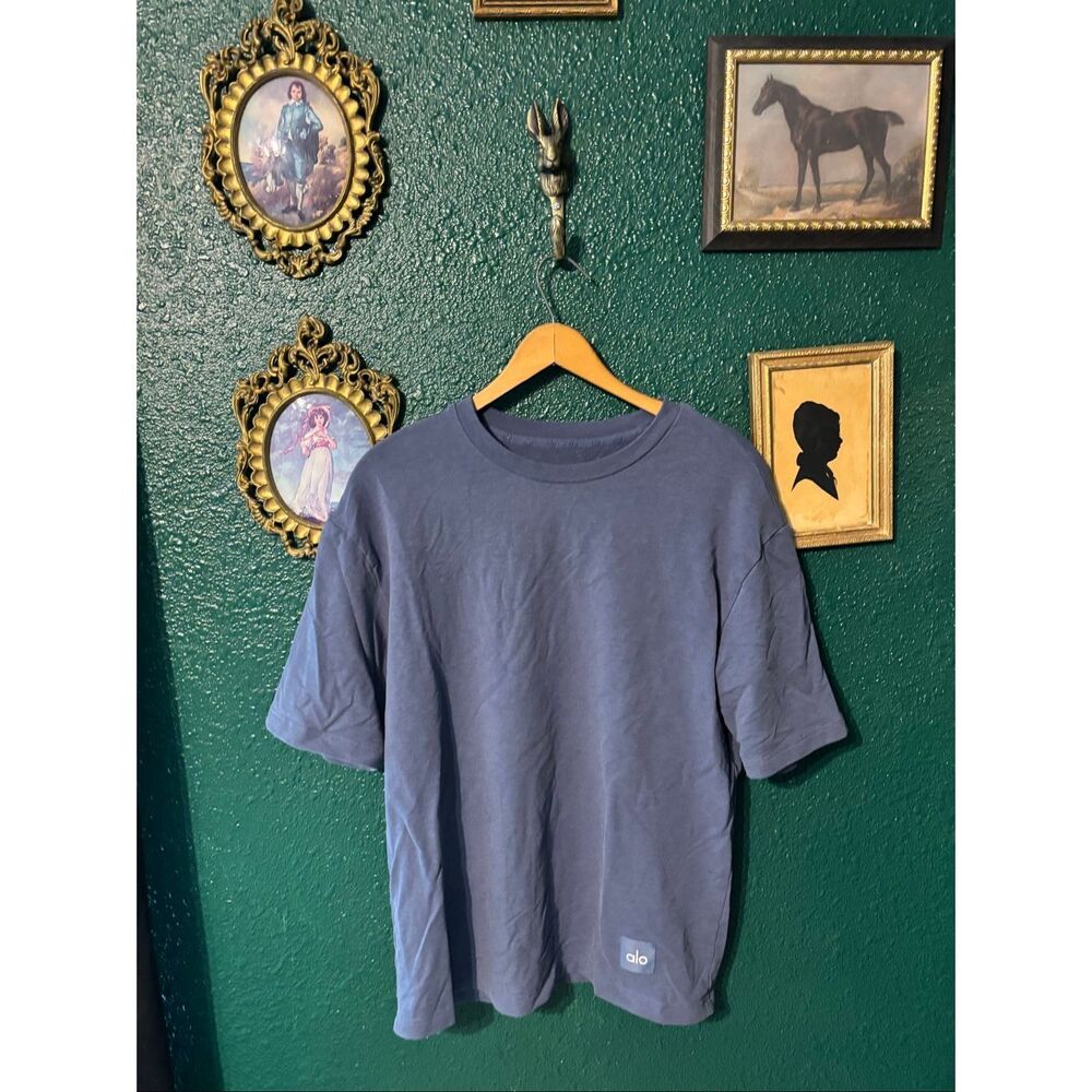 Mens Blue Alo Yoga Soft Heavy Duty Short Sleeve Shirt Size Large